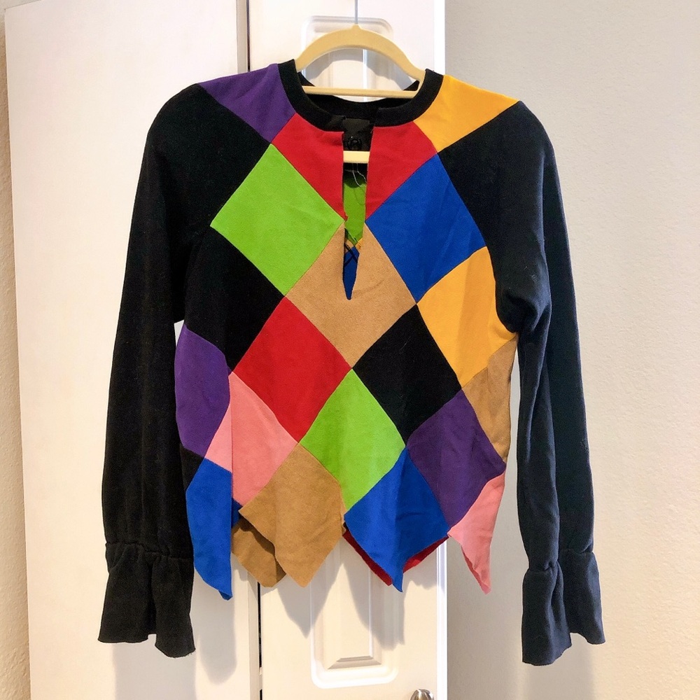Bernhard Willhelm color blocked thick cotton bell sleeve sweat shirt 34
